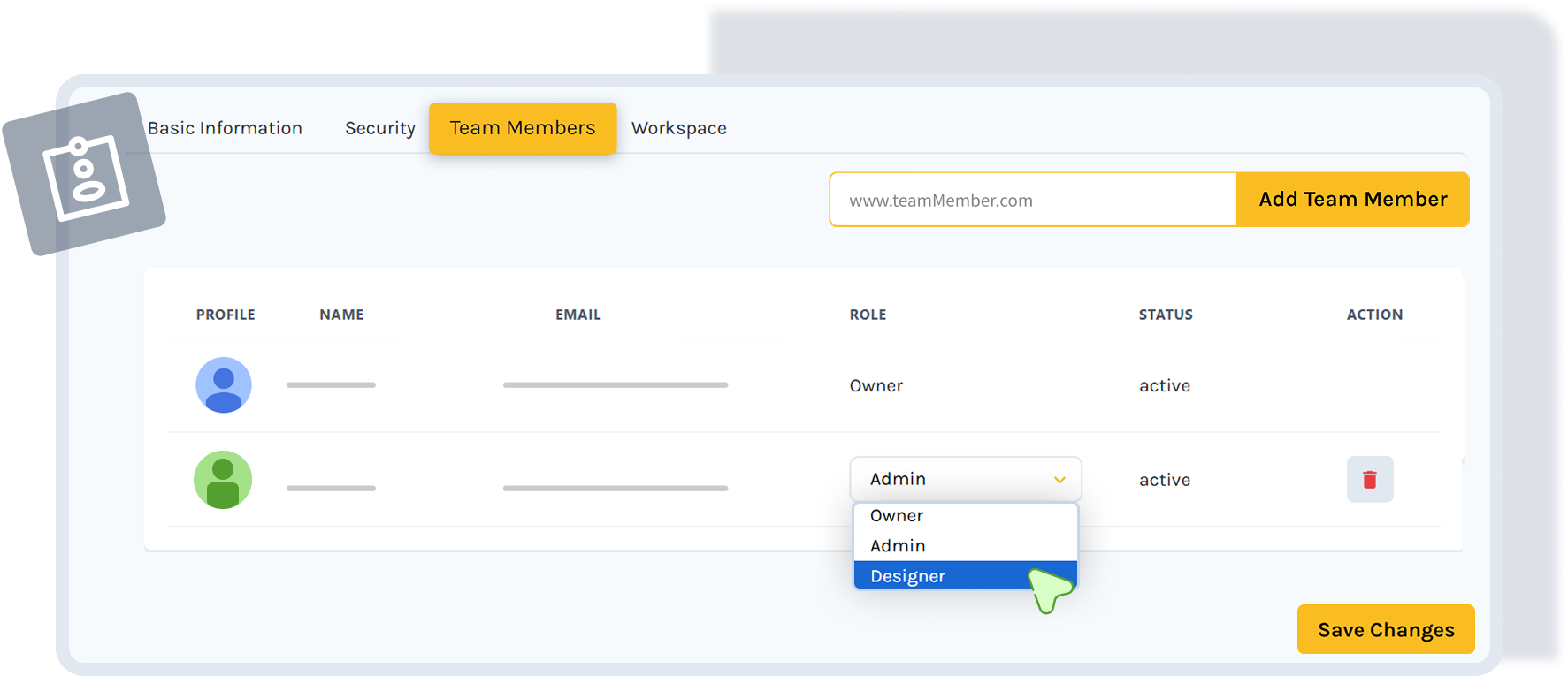 assign role to team members